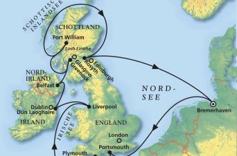 Route von MS Artania