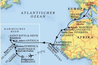 Route von MS Artania