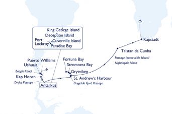Route von MS HAMBURG