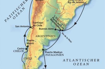 Route von MS Artania