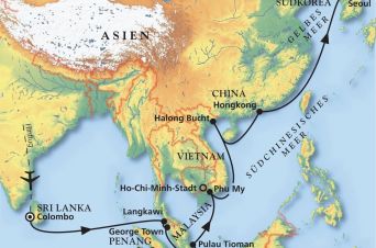 Route von MS Artania
