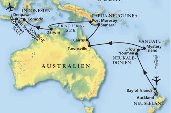 Route von MS Artania