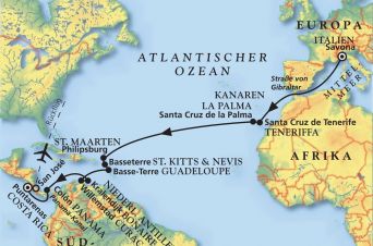 Route von MS Artania