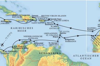 Route von MS Artania