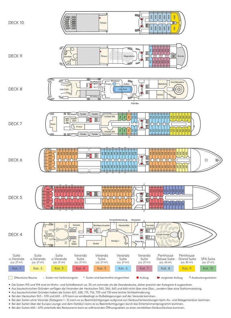 MS Europa Decksplan