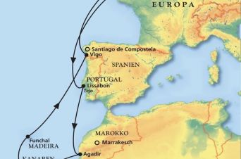 Route von MS Artania
