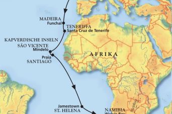Route von MS Artania