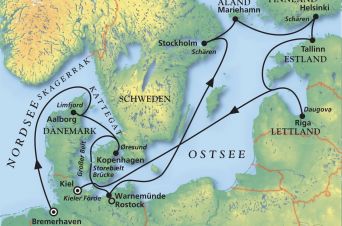 Route von MS Artania