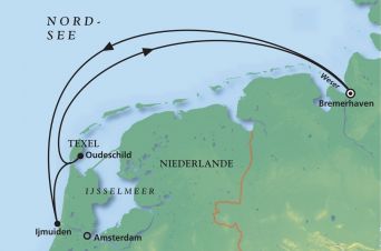 Route von MS Artania