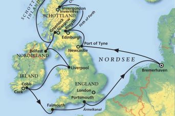 Route von MS Artania
