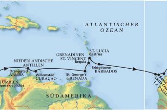 Route von MS Artania