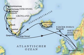 Route von MS Artania