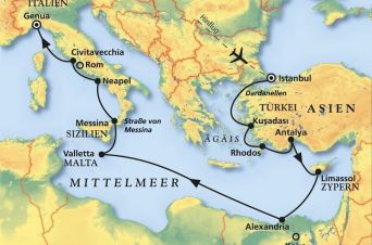 Route von MS Artania