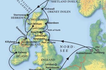 Route von MS Artania