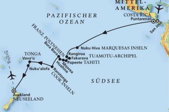 Route von MS Artania