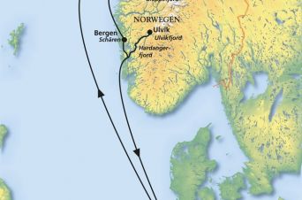 Route von MS Artania